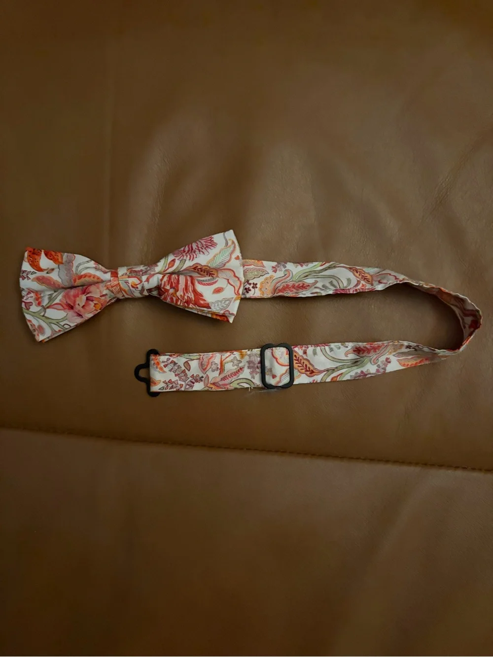 Crewcuts Floral Paisley Pre-Tied Bow Tie in Cream and Coral